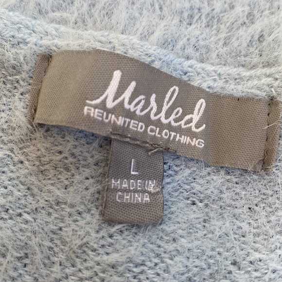 Marled Light Blue Fuzzy Sweater - Picture 5 of 9